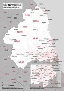 NE postcode districts map preview