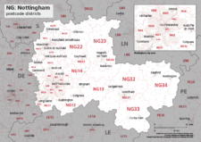 NG postcode districts map preview