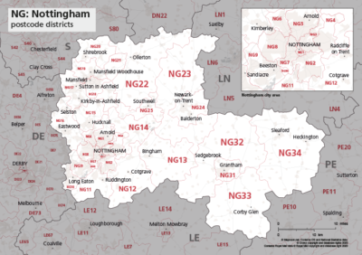Map of NG postcode districts – Nottingham – Maproom