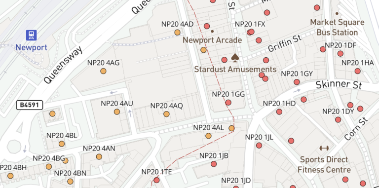 Map of NP postcode districts – Newport – Maproom