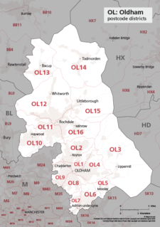 OL postcode districts map preview