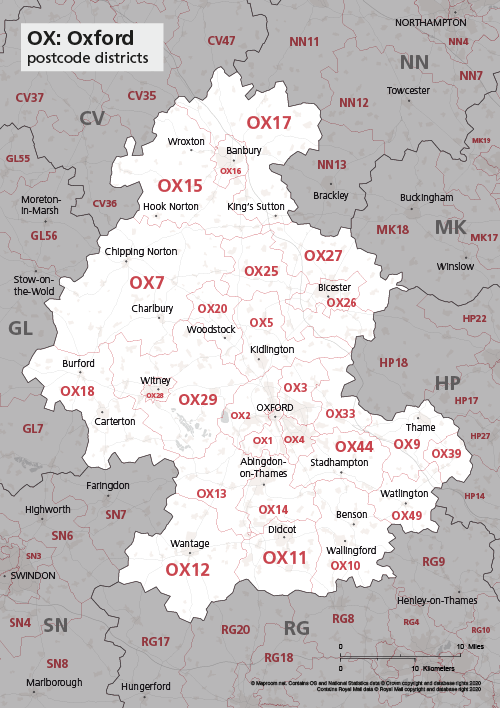 OX postcode district maps preview