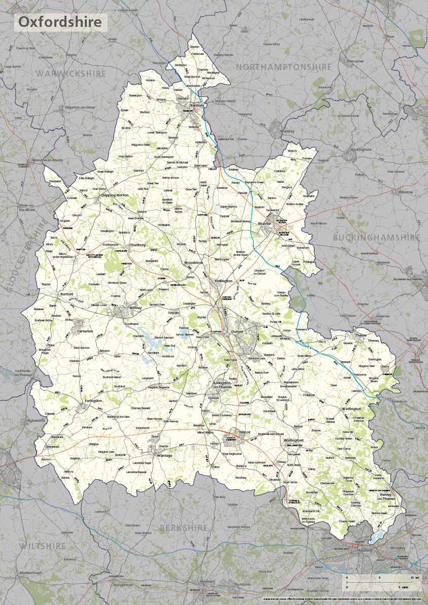 Oxfordshire county map preview