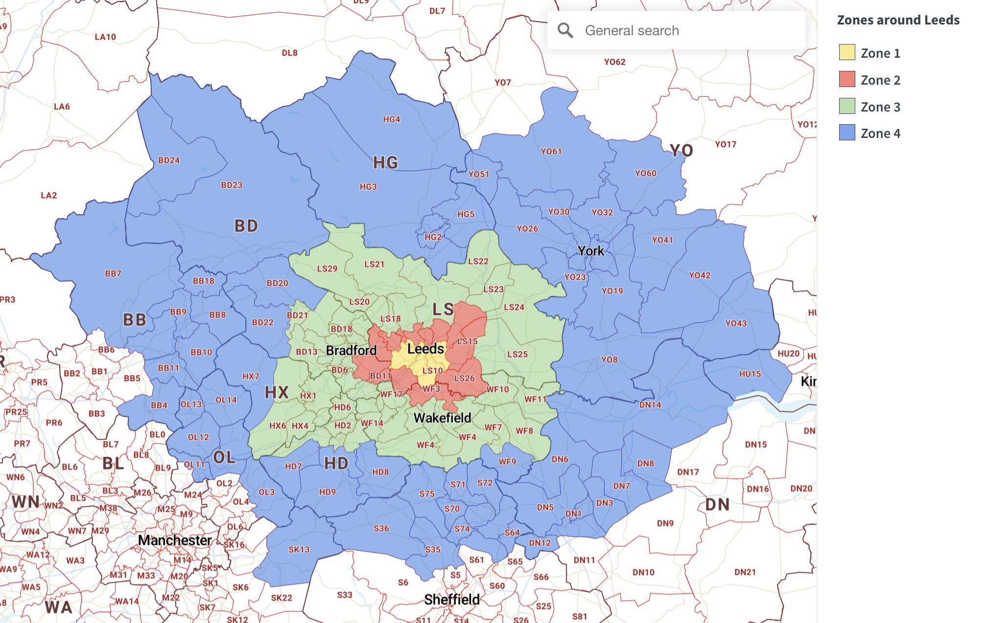 Postcode District Zones Around Leeds Maproom Hot Sex Picture 8293