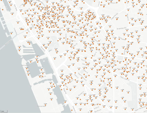 Postcode points coloured by Area preview