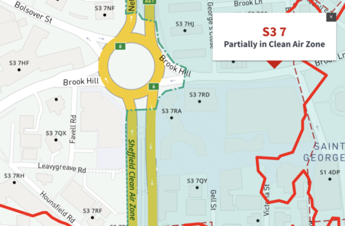 Postcode sector in clean air zone