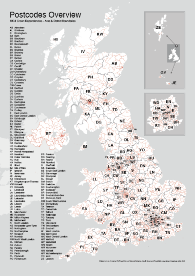 UK postcode maps for easy A4 printing - FULL SET with 126 maps – Maproom