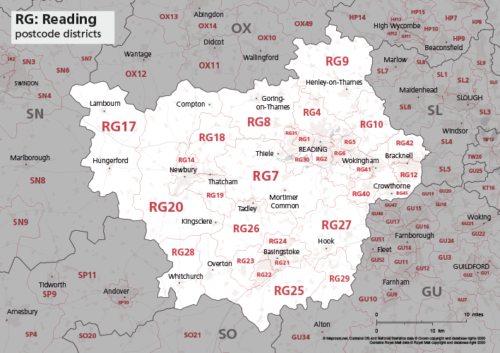 RG postcode districts map preview