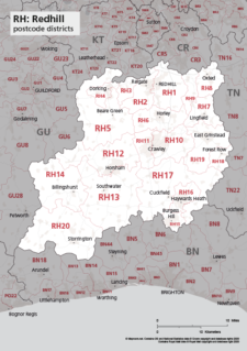 RH postcode districts map preview