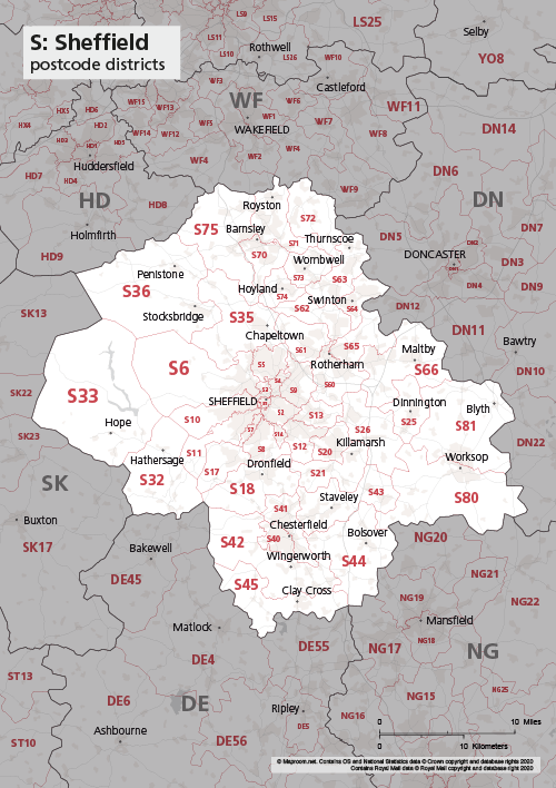 Sheffield Postcode Map