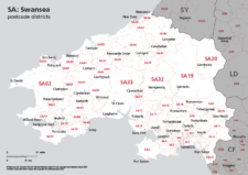 SA postcode districts map preview