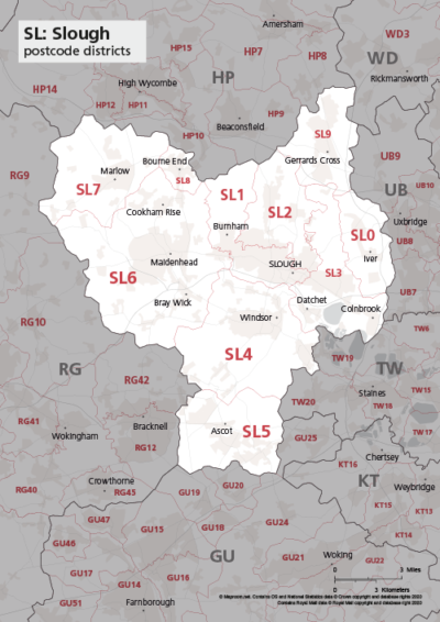 Map of SL postcode districts – Slough – Maproom