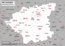 SN postcode districts map preview
