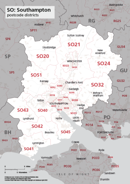SO postcode districts map preview