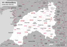 SY postcode districts map preview