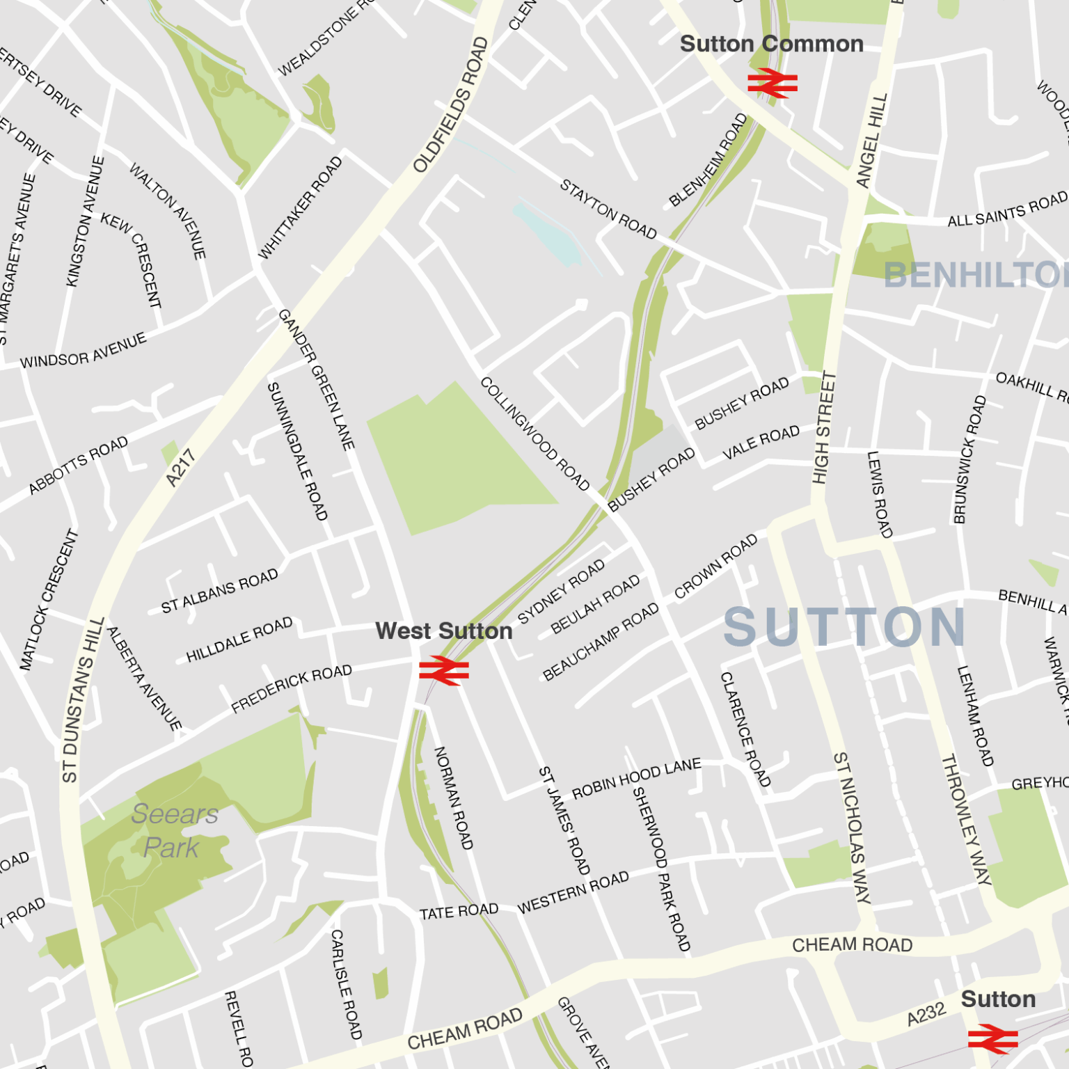 Sutton - London borough map – Maproom