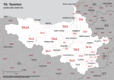 TA postcode districts map preview