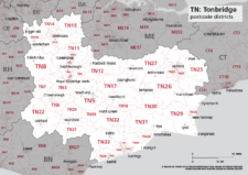 TN postcode districts map preview