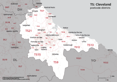 Map of TS postcode districts – Cleveland / Teesside – Maproom