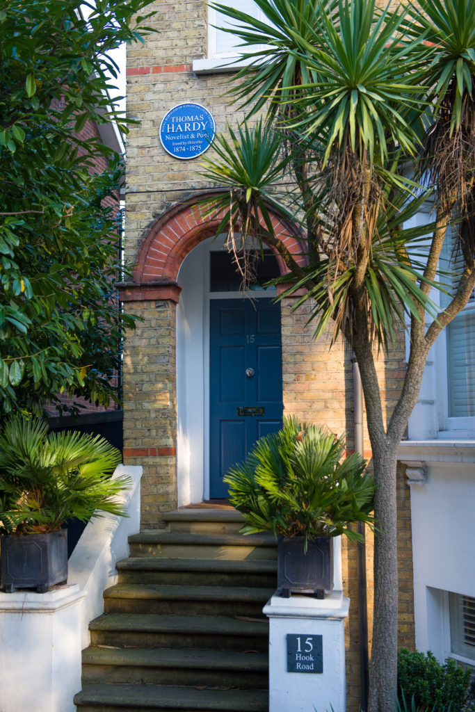 A blue plaque for Thomas Hardy at 15 Hook Road in Surbiton