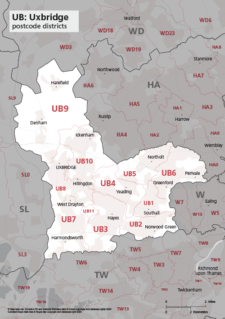 UB postcode districts map preview