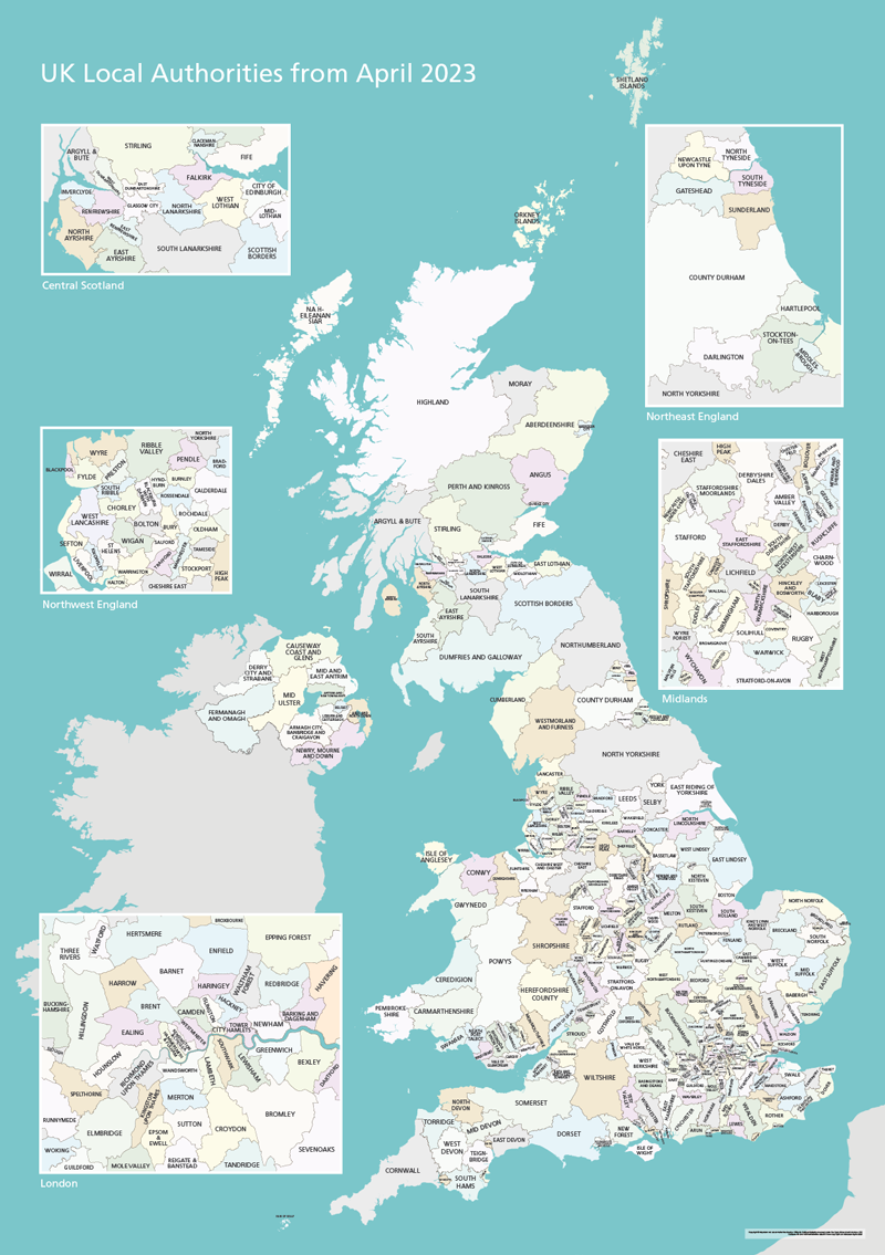 Uk Local Authorities Map From April 2023 Maproom