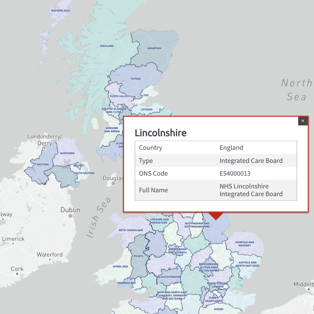 UK NHS health authorities map preview
