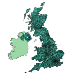 UK Postcodes Shapefile in QGIS preview