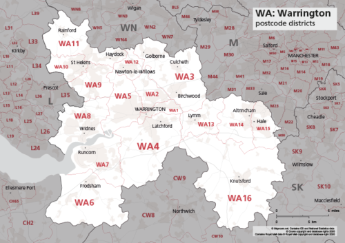 WA postcode districts map preview