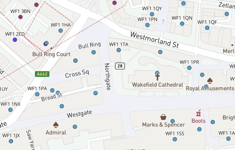 Map of WF postcode districts – Wakefield – Maproom