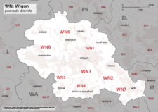 WN postcode districts map preview