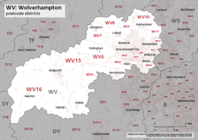 Map of WV postcode districts – Wolverhampton – Maproom
