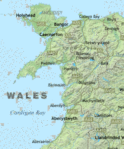 Wales physical map