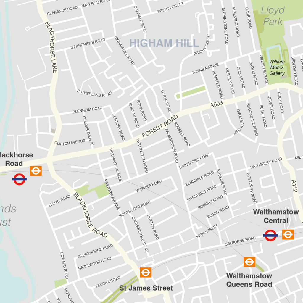 Waltham Forest borough map (detail)