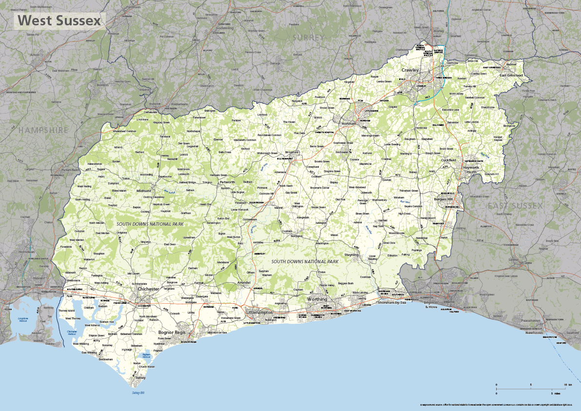 West Sussex county map preview