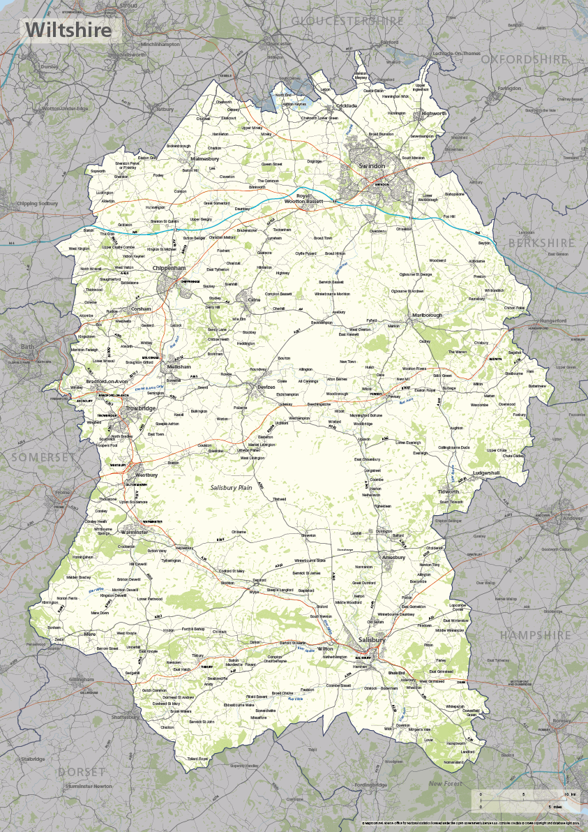 Wiltshire county map preview