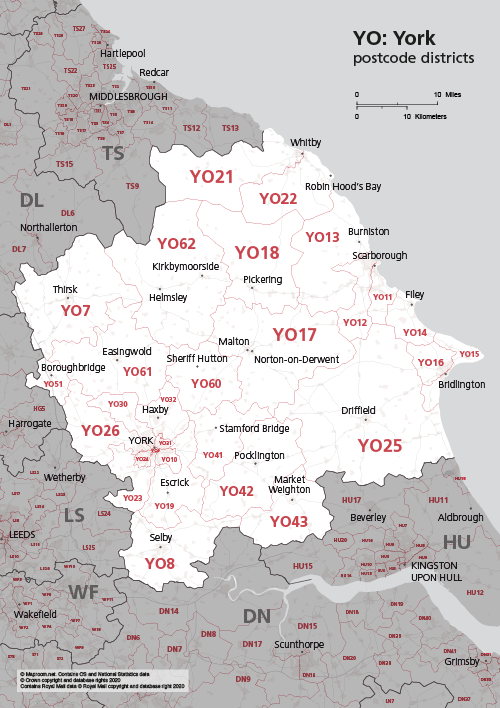 YO postcode districts map preview