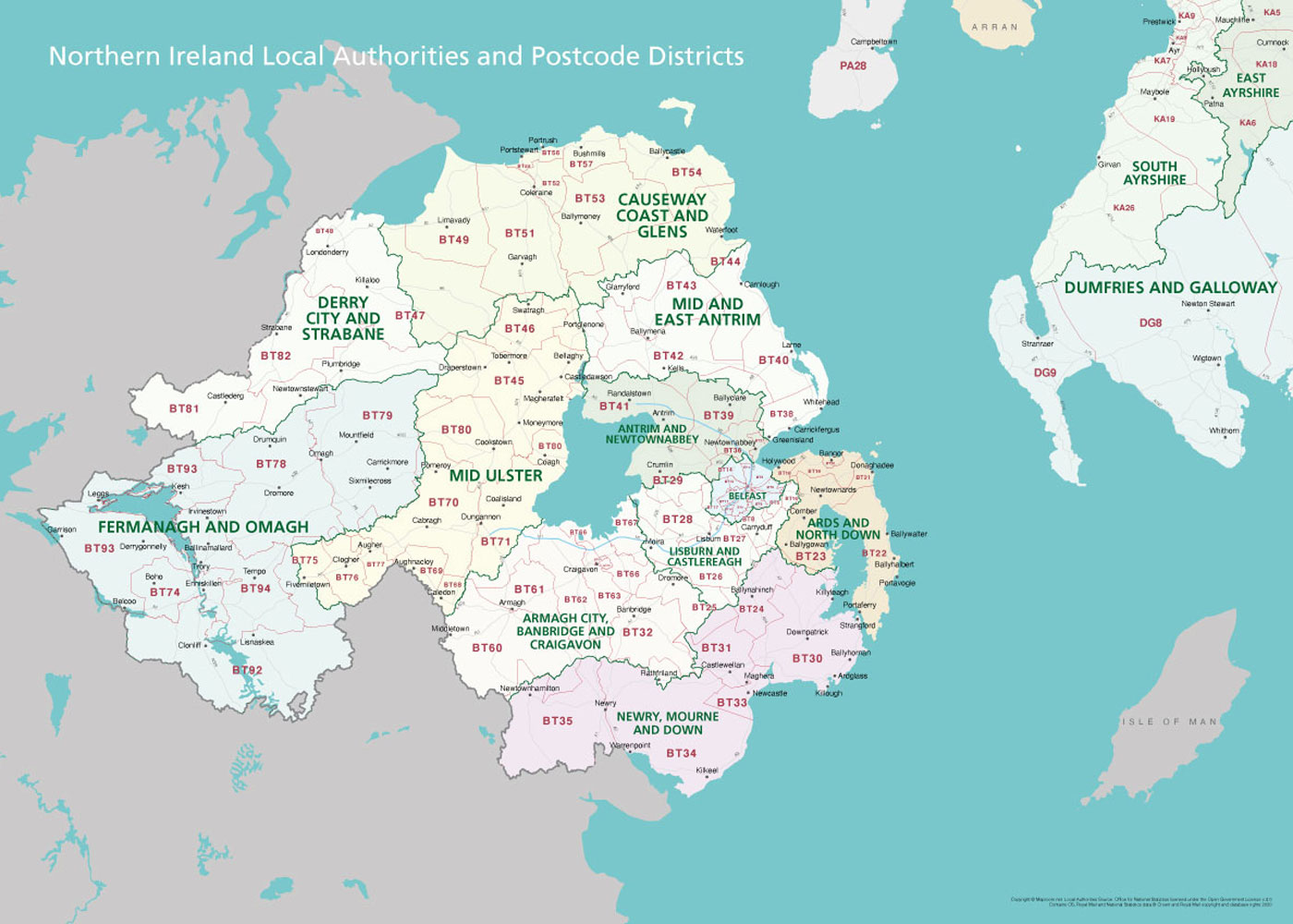 home slider Northern Ireland local authorities and postcodes poster preview