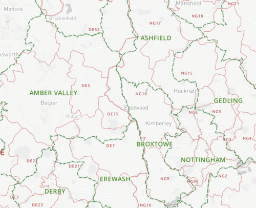 UK local authorities map preview