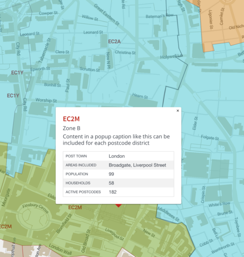 Online postcode map zoom to street level